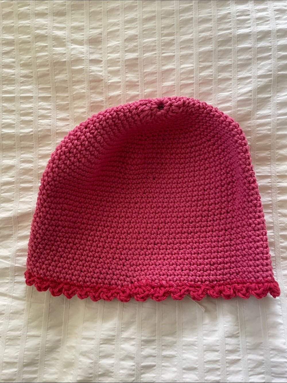 NWT Handmade Crochet Beanie - Bright Pink